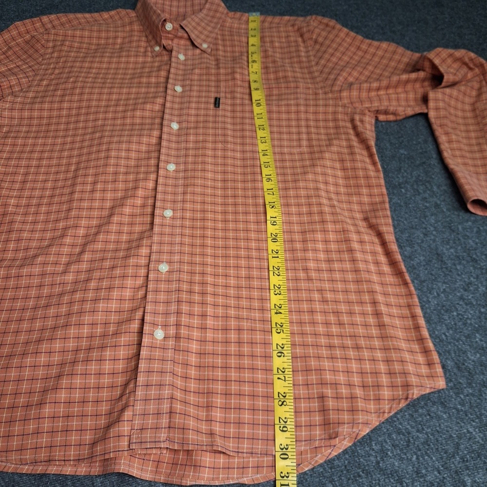 Barbour Mens Orange Tattersall Check Button Down Shirt Cotton Size Medium Preppy - Picture 3 of 10